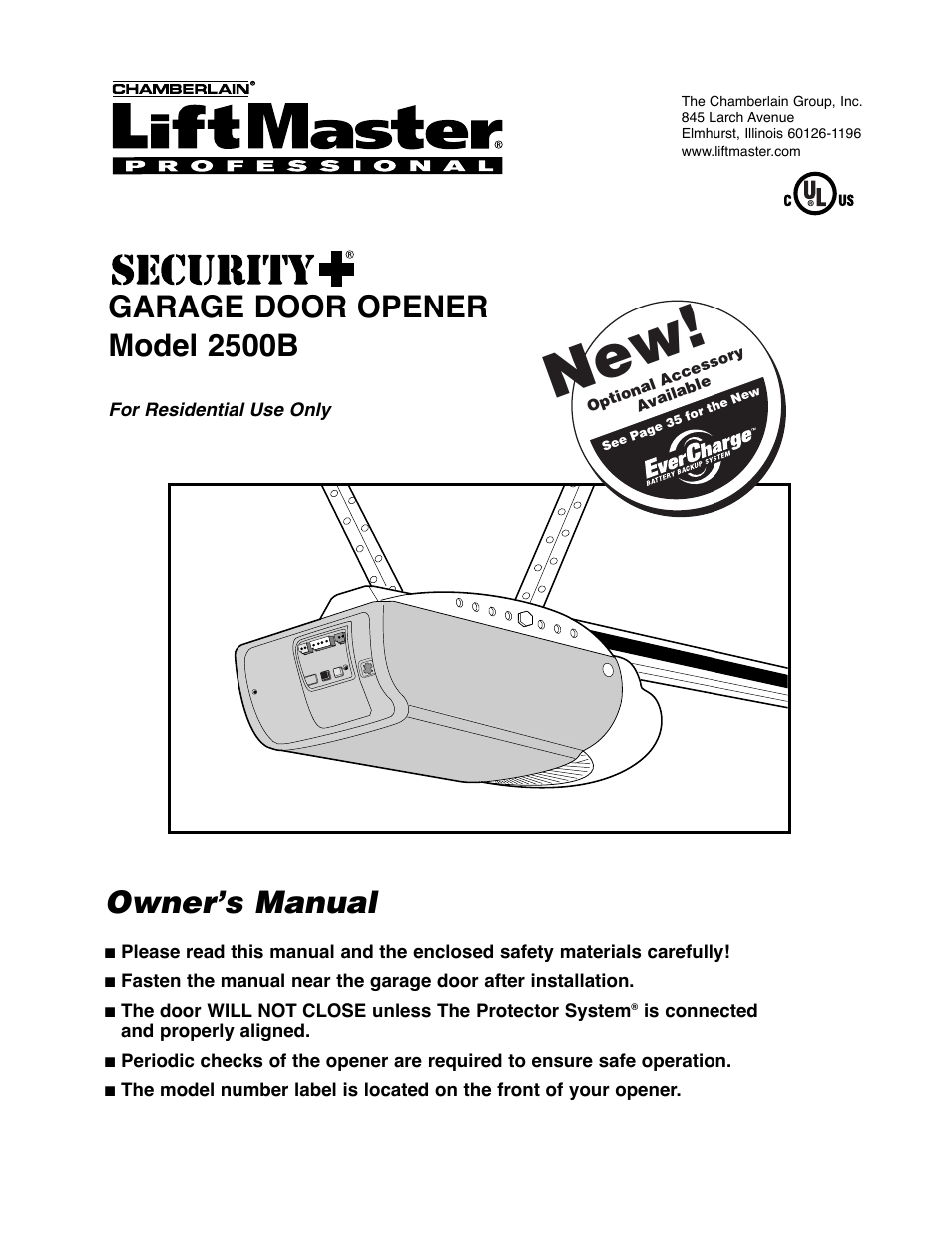 Chamberlain 2500B User Manual | 36 pages