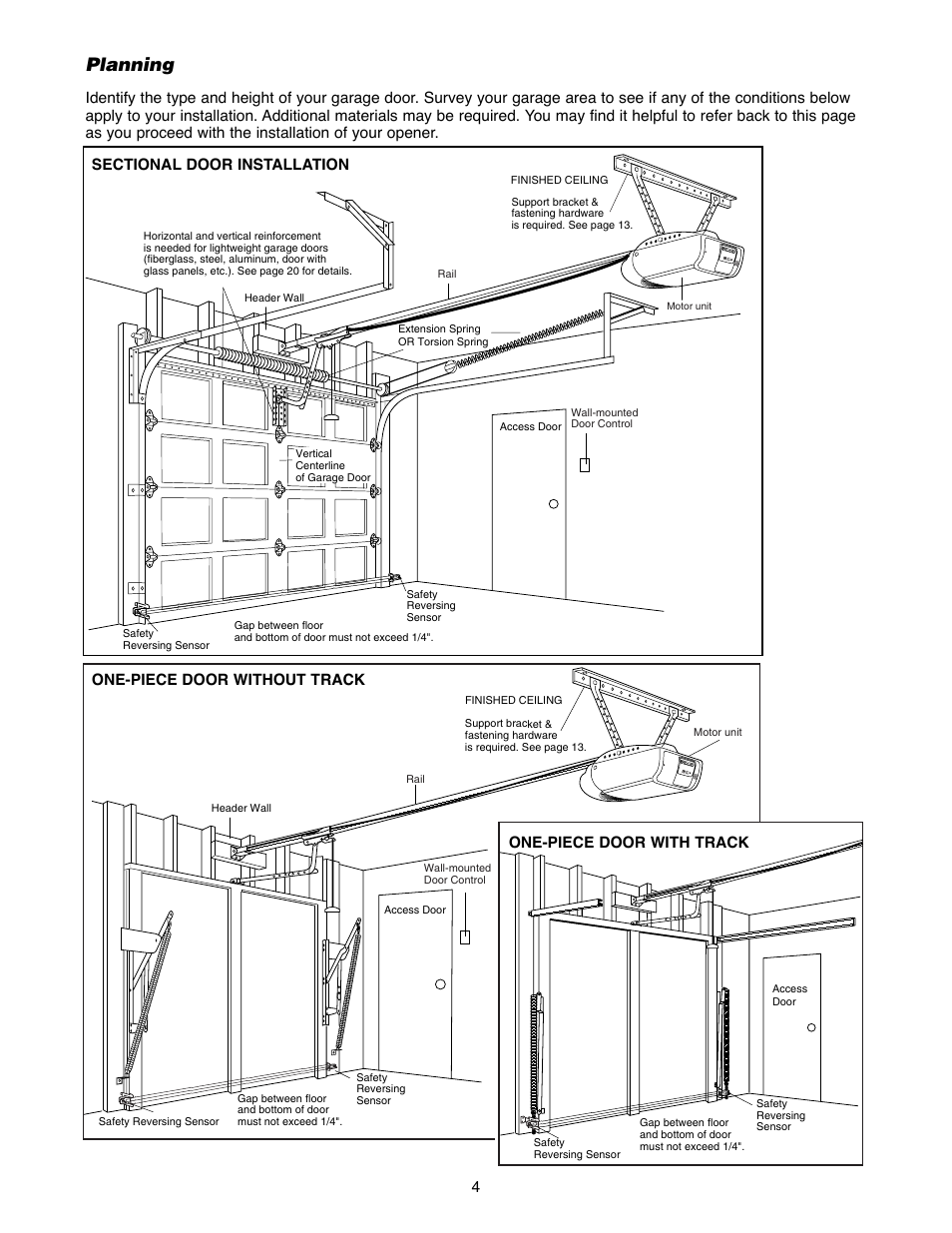 Planning | Chamberlain 2500B User Manual | Page 4 / 36