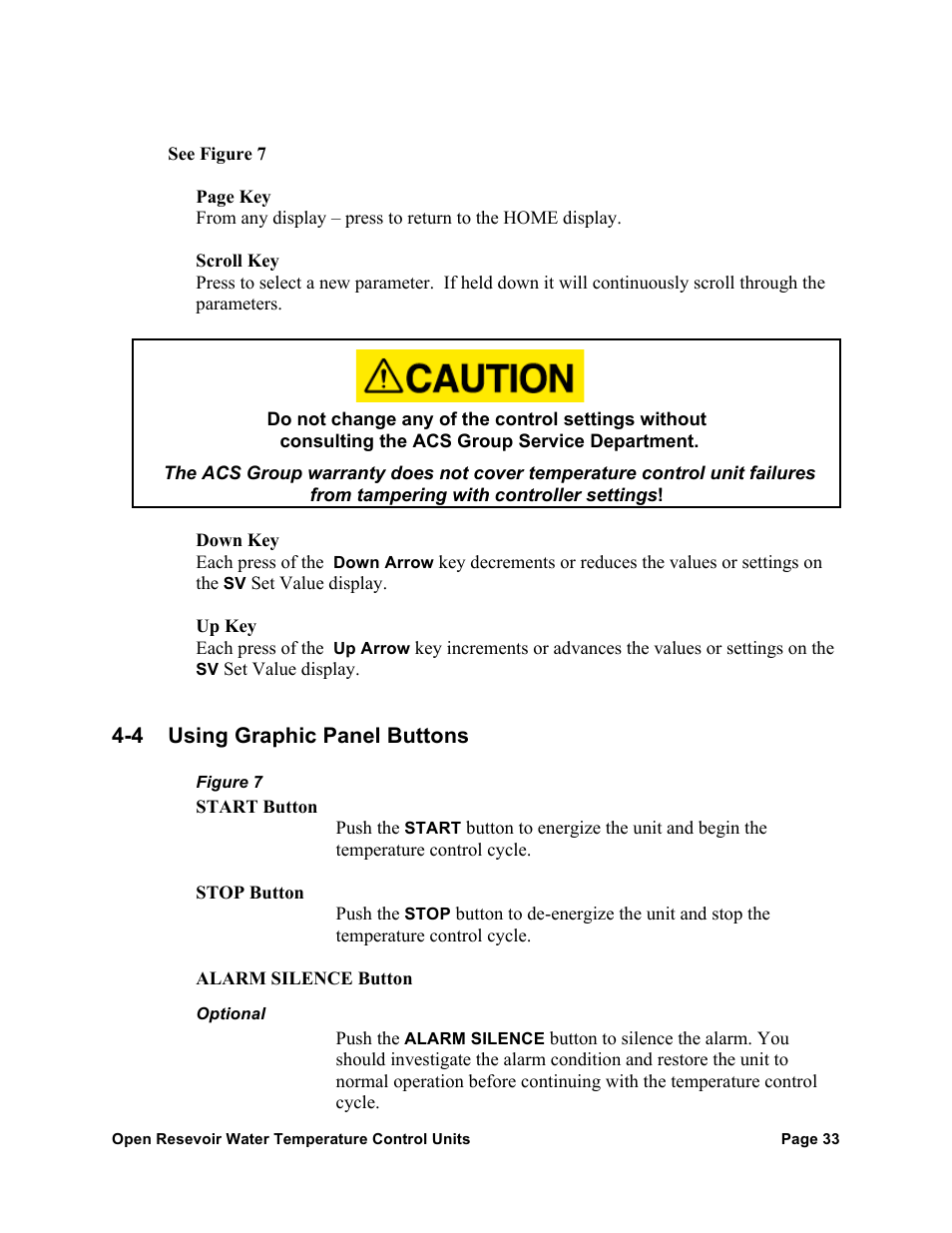 4 using graphic panel buttons | AEC TCU Series Open Reservoir Water Temperature Control Units User Manual | Page 32 / 51