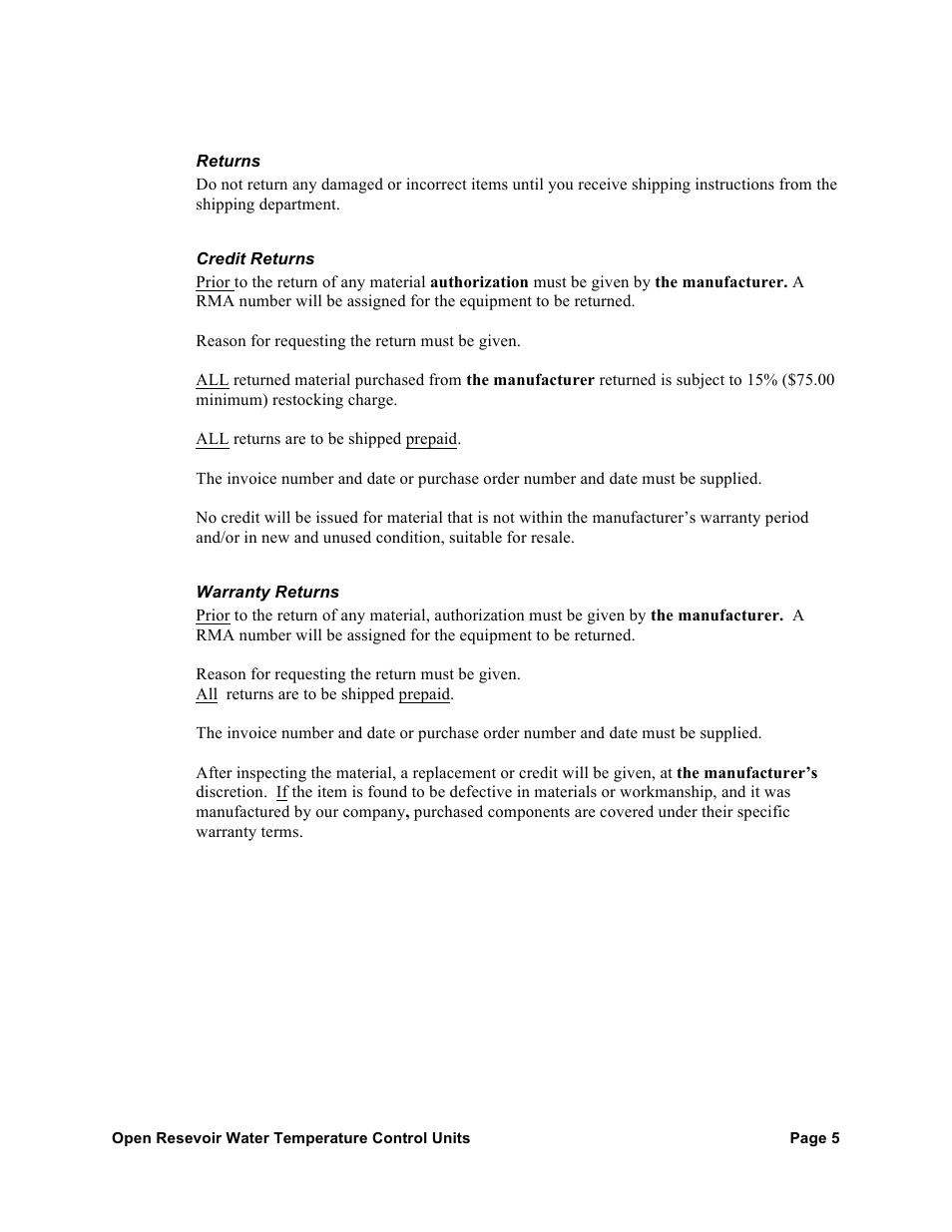 AEC TCU Series Open Reservoir Water Temperature Control Units User Manual | Page 4 / 51