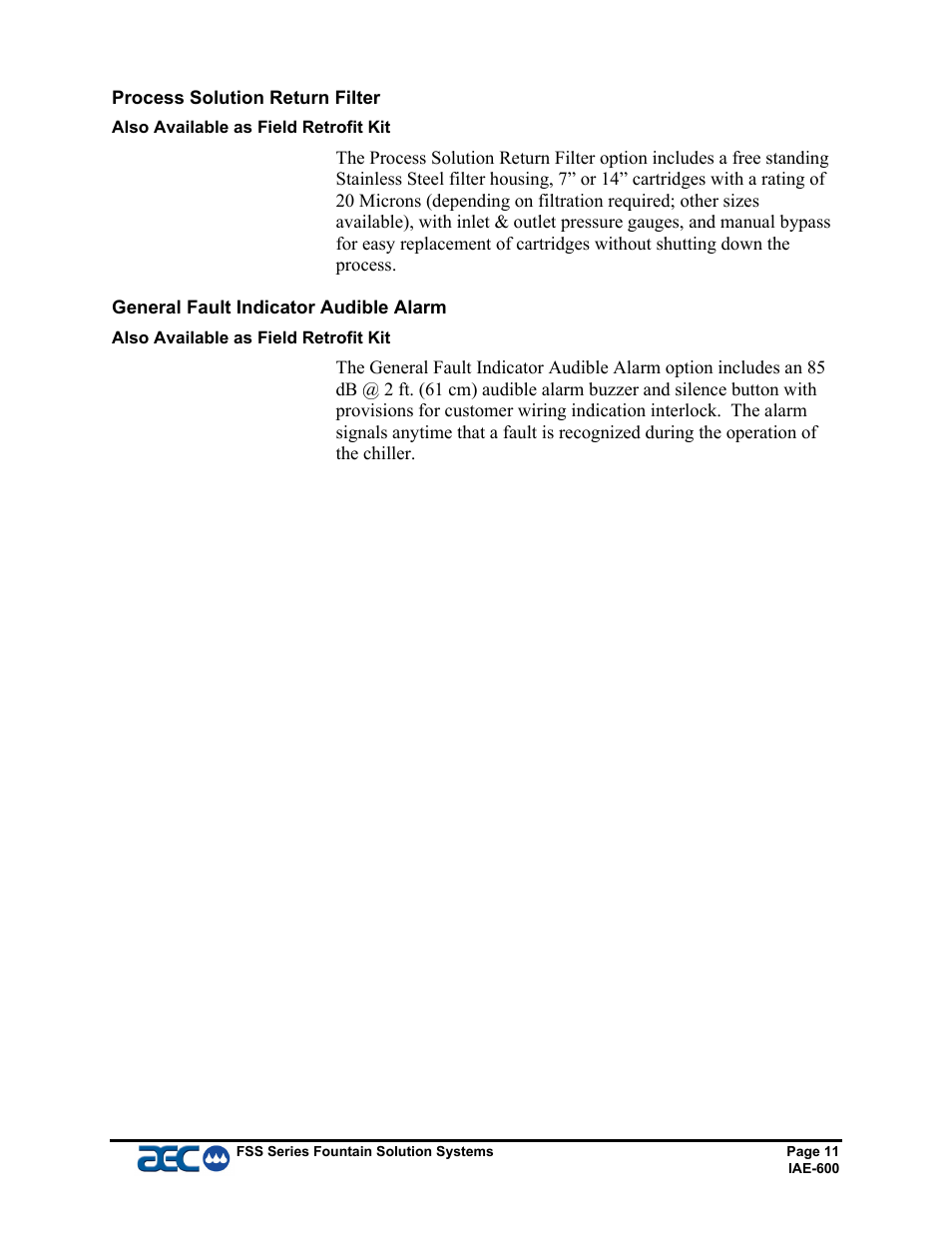 AEC FSS Series 1.5- 10 HP Fountain Solution Systems User Manual | Page 12 / 81