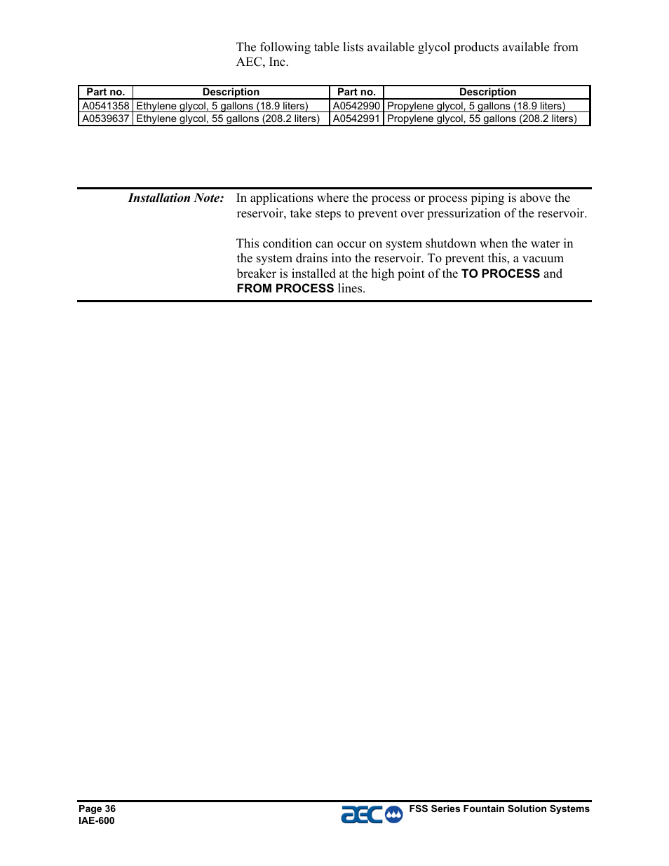 AEC FSS Series 1.5- 10 HP Fountain Solution Systems User Manual | Page 37 / 81