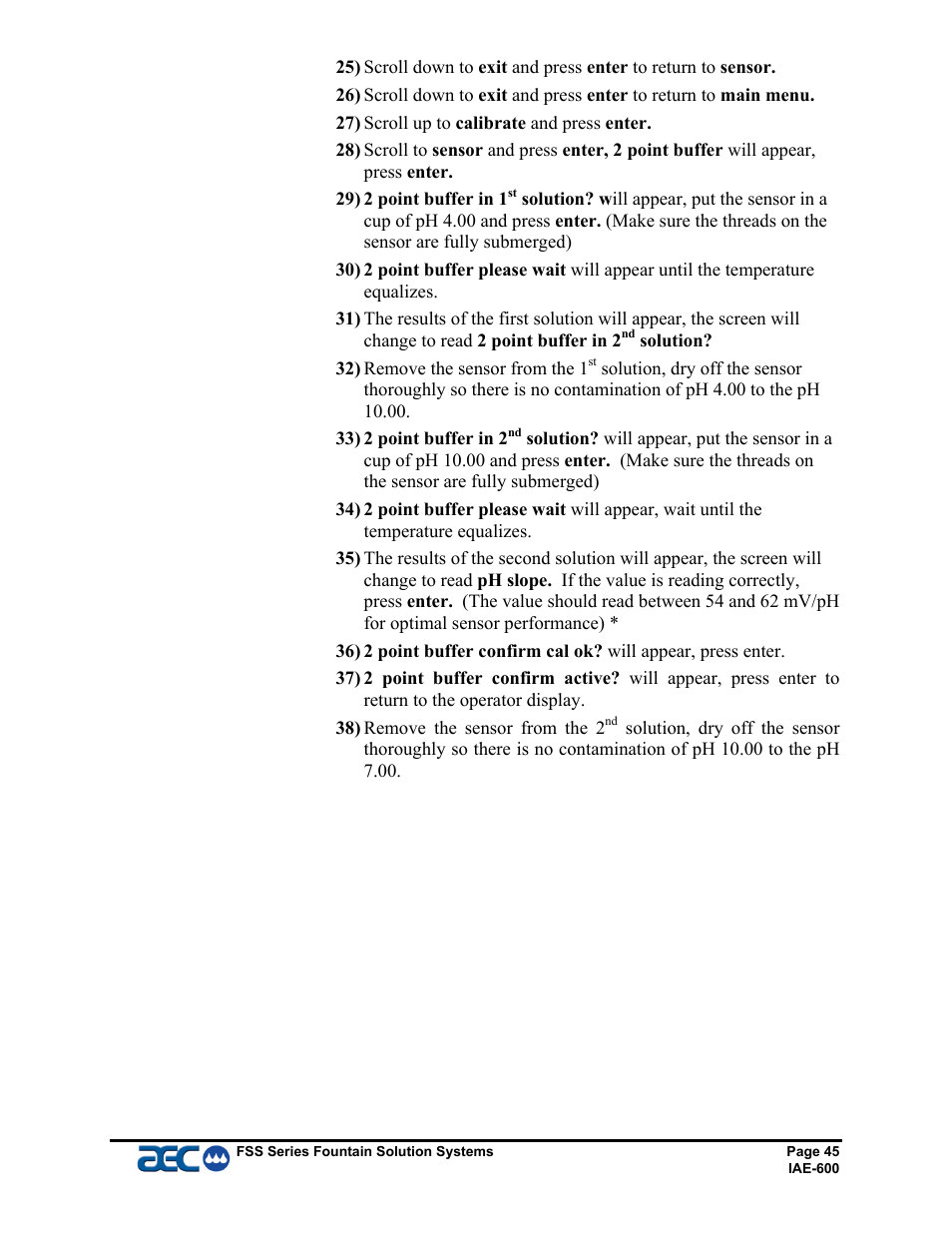 AEC FSS Series 1.5- 10 HP Fountain Solution Systems User Manual | Page 46 / 81