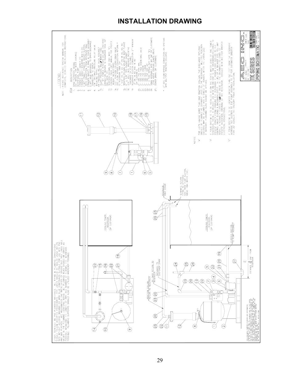 Installation drawing | AEC TK Series Cooling Tower Water Treatment Systems User Manual | Page 29 / 42