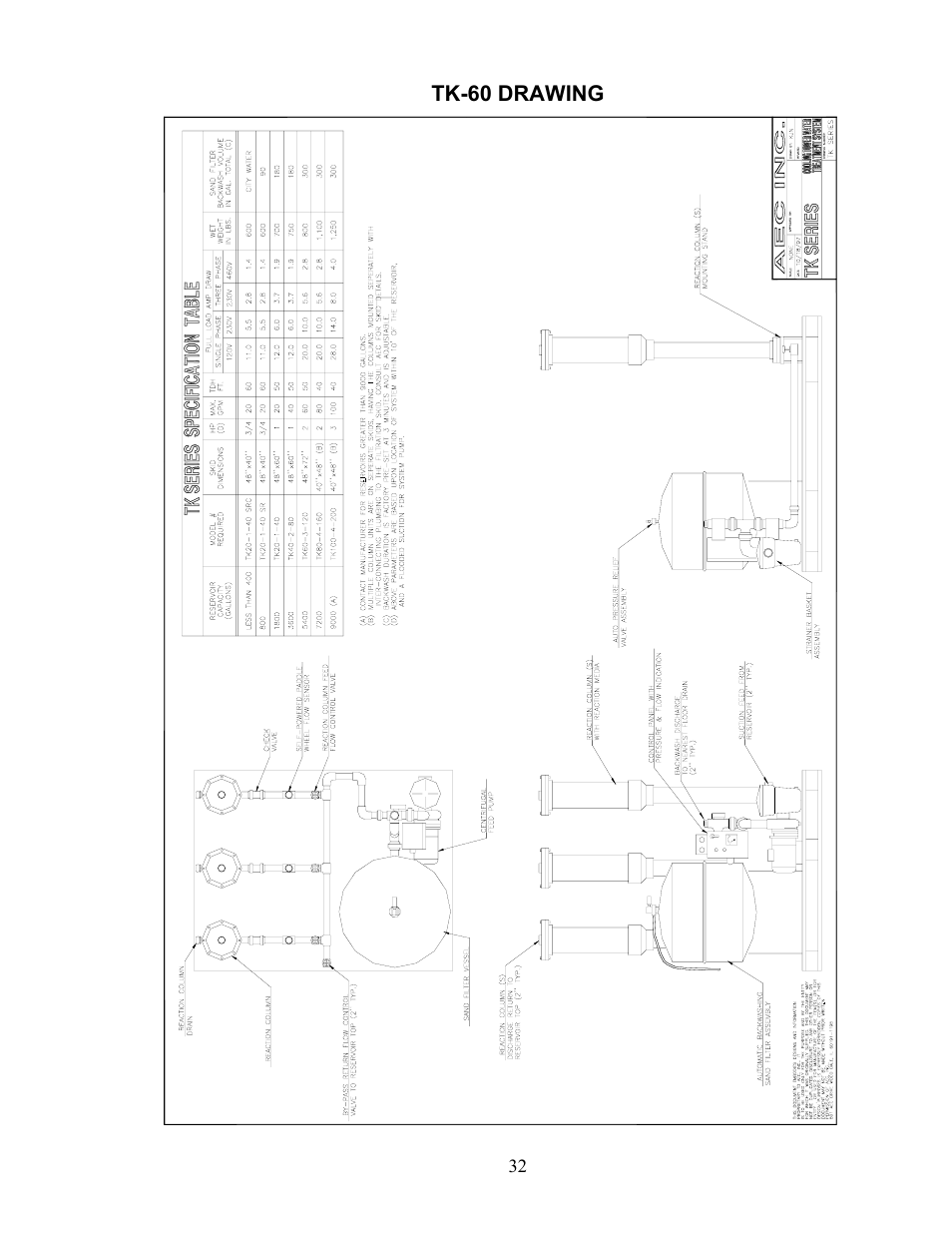 Tk-60 drawing | AEC TK Series Cooling Tower Water Treatment Systems User Manual | Page 32 / 42