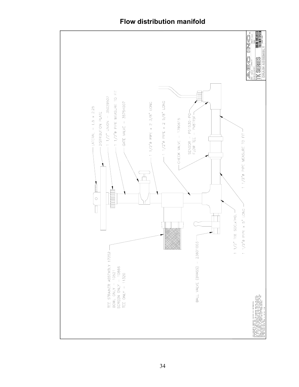 Flow distribution manifold | AEC TK Series Cooling Tower Water Treatment Systems User Manual | Page 34 / 42