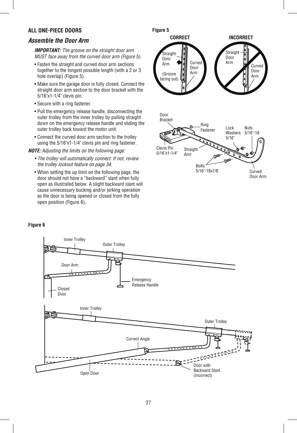 Assemble the door arm | Chamberlain WD962KLD User Manual | Page 27 / 44