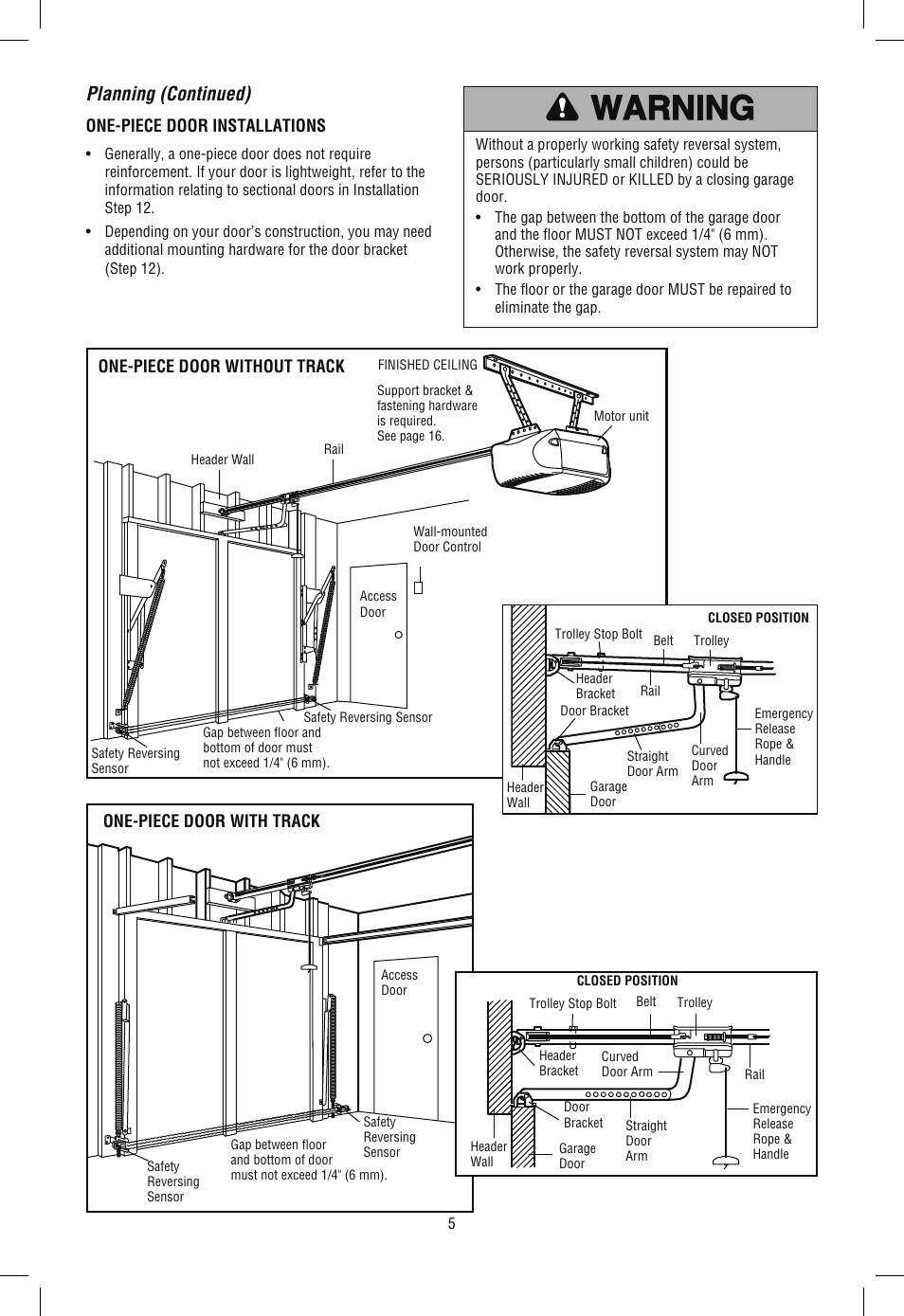 Planning (continued) | Chamberlain WD962KLD User Manual | Page 5 / 44