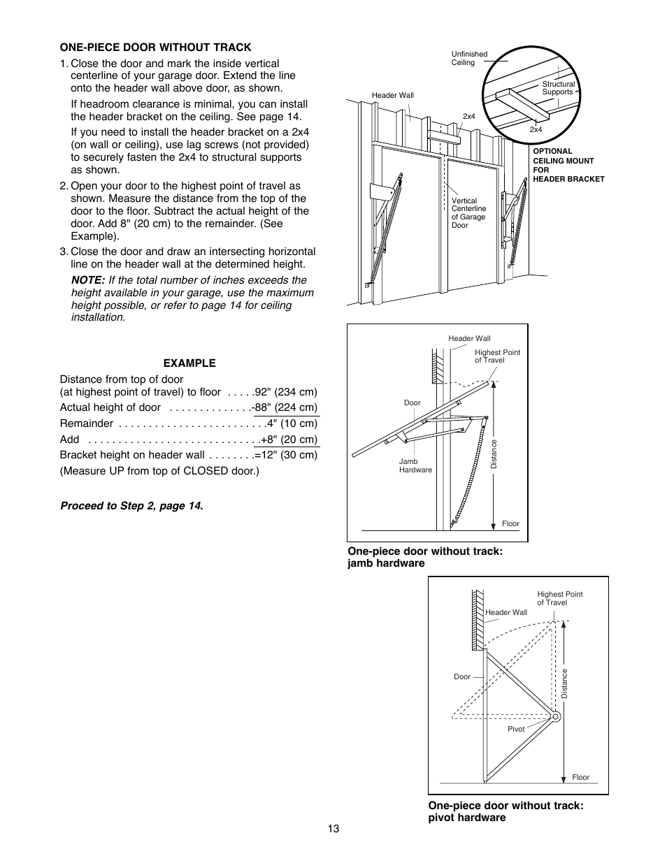 One-piece door without track | Chamberlain 1240R - 1/4HP User Manual | Page 13 / 40