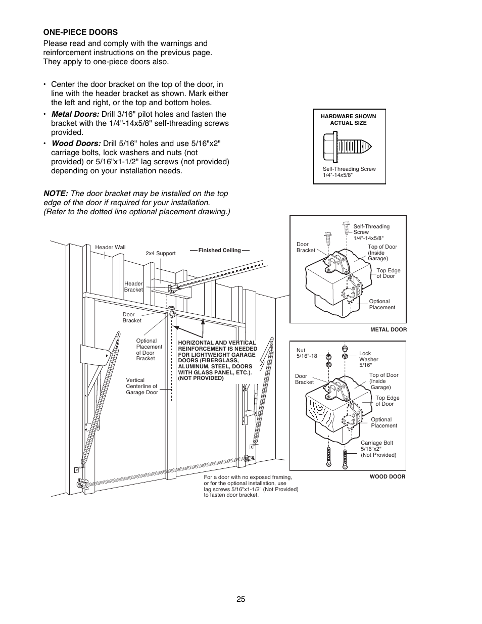 One-piece doors | Chamberlain 1240R - 1/4HP User Manual | Page 25 / 40