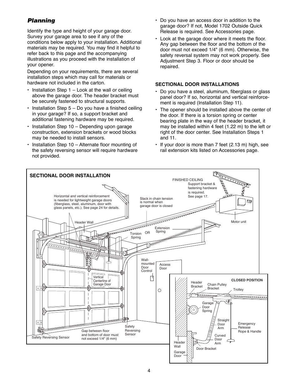 Planning | Chamberlain 1240R - 1/4HP User Manual | Page 4 / 40