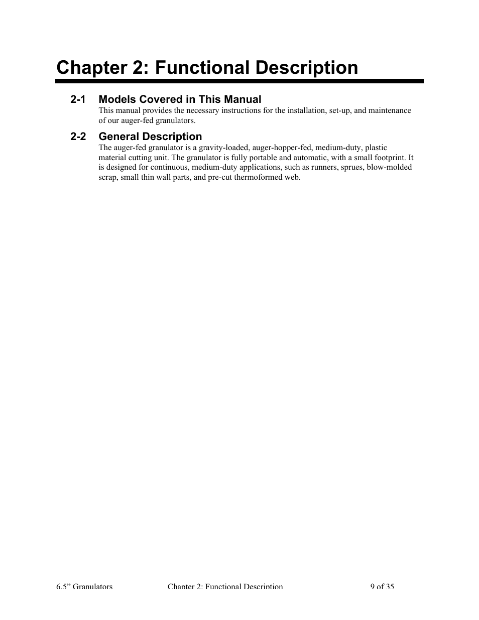 Chapter 2: functional description | AEC AG Auger Series Granulator User Manual | Page 10 / 36