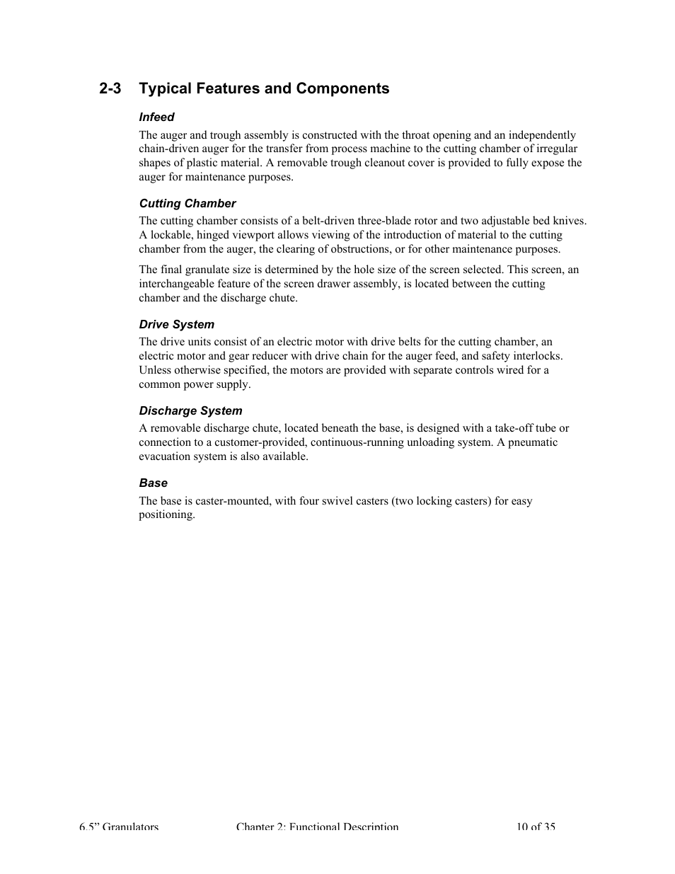 3 typical features and components | AEC AG Auger Series Granulator User Manual | Page 11 / 36