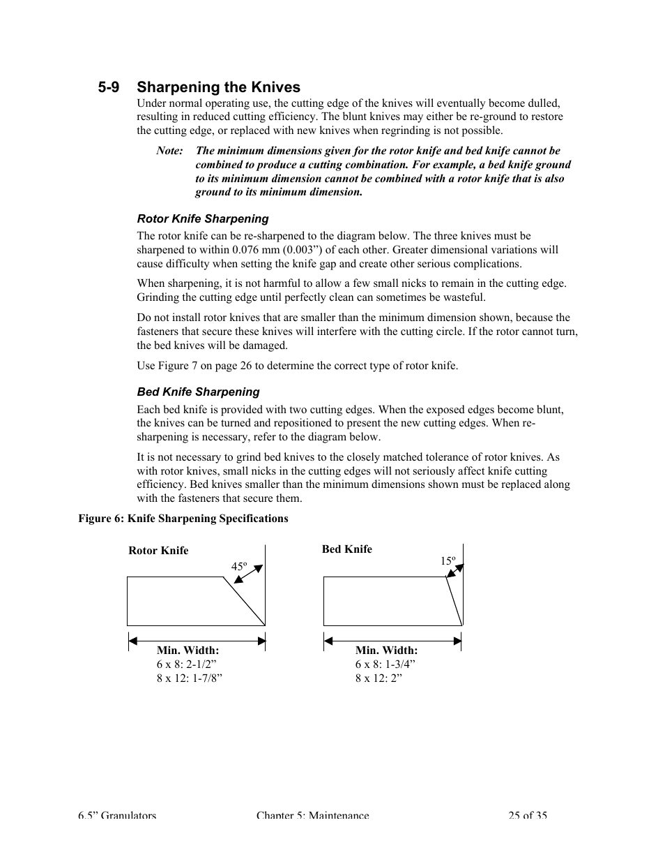 9 sharpening the knives | AEC AG Auger Series Granulator User Manual | Page 26 / 36