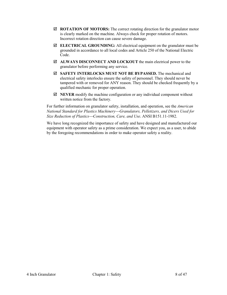 AEC Colortronic Granulator - M103 User Manual | Page 8 / 47
