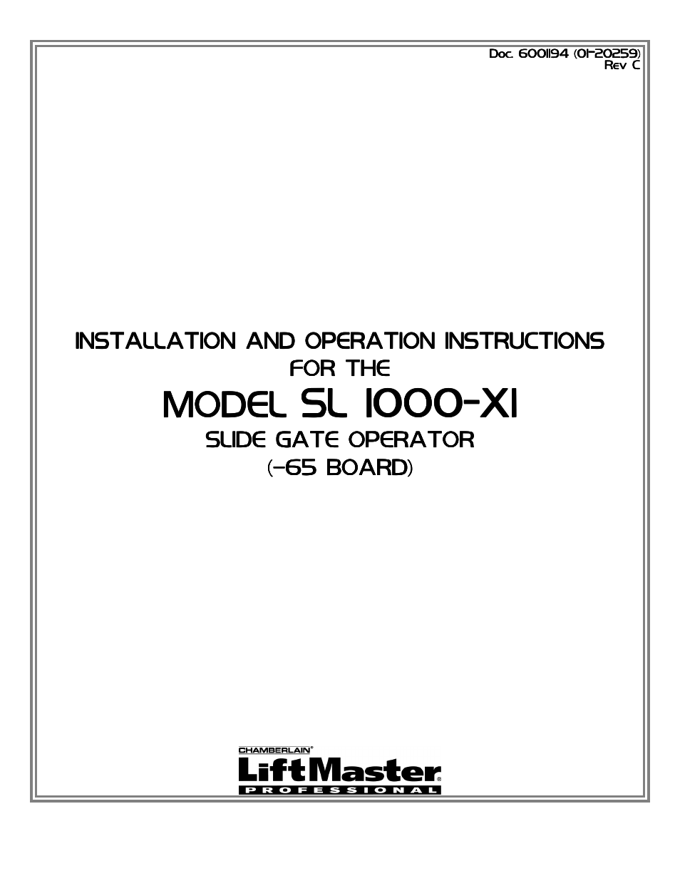 Chamberlain SL 1000-XI User Manual | 39 pages