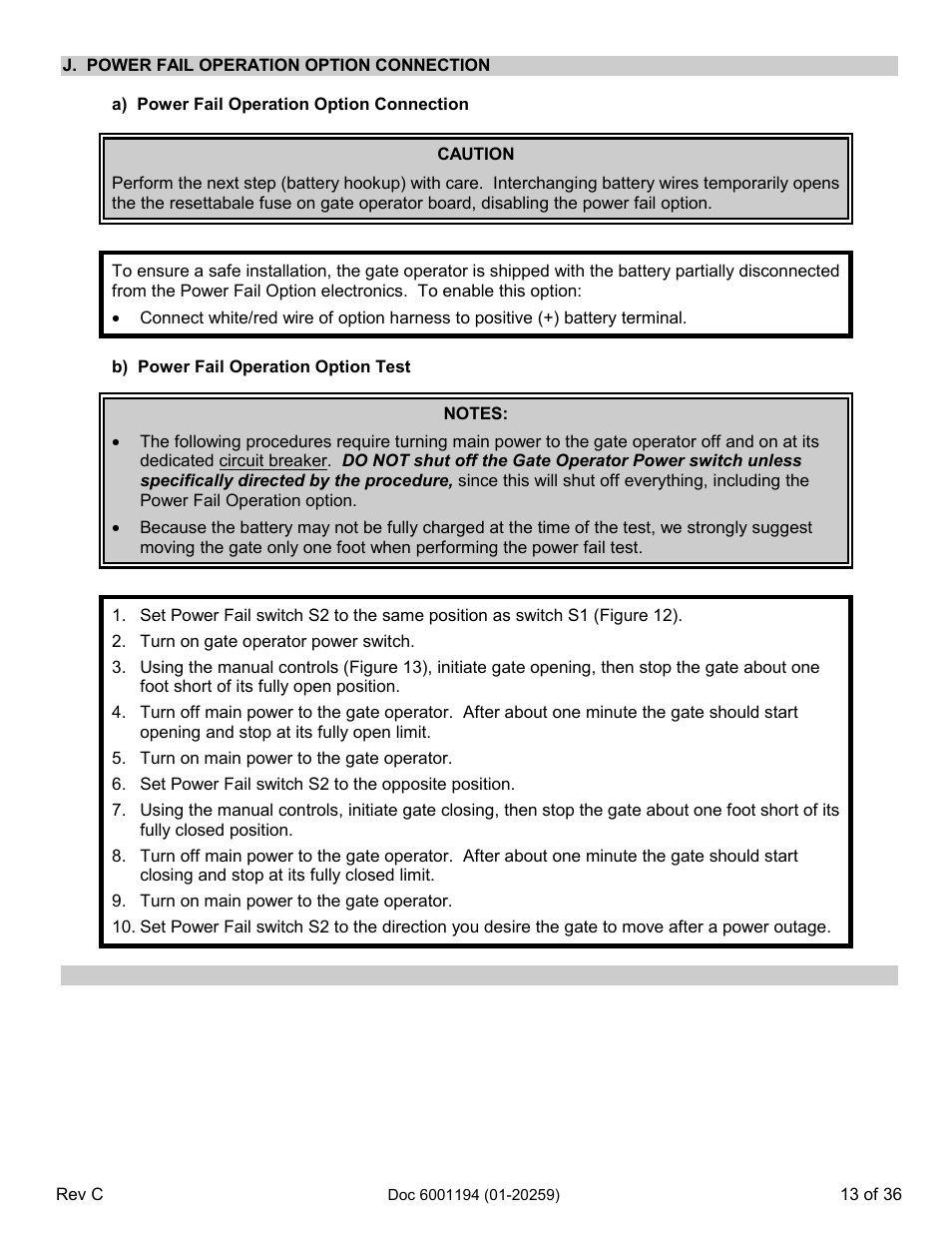 J. power fail operation option connection | Chamberlain SL 1000-XI User Manual | Page 16 / 39