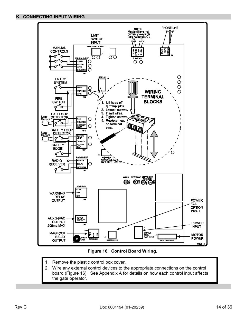 K. connecting input wiring | Chamberlain SL 1000-XI User Manual | Page 17 / 39