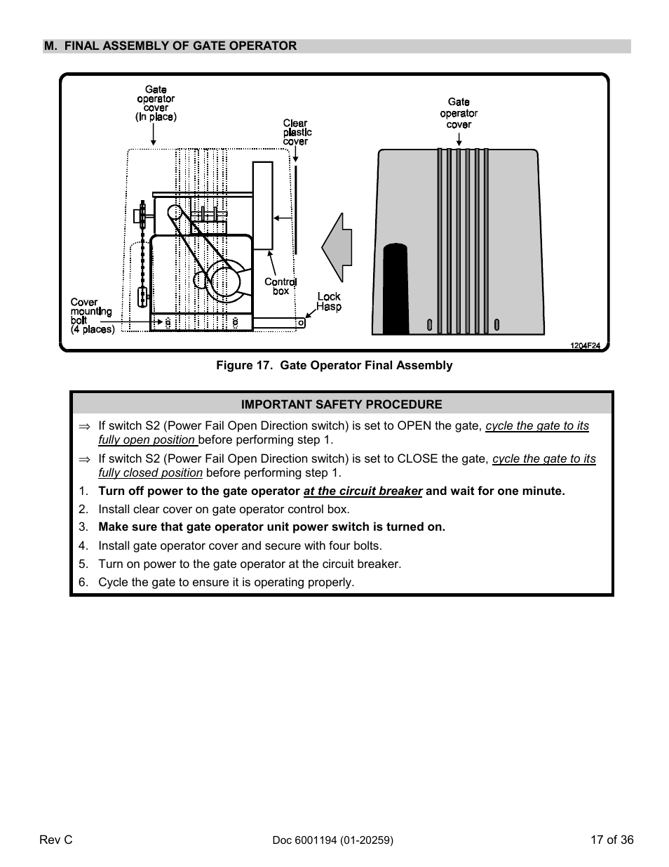 M. final assembly of gate operator | Chamberlain SL 1000-XI User Manual | Page 20 / 39