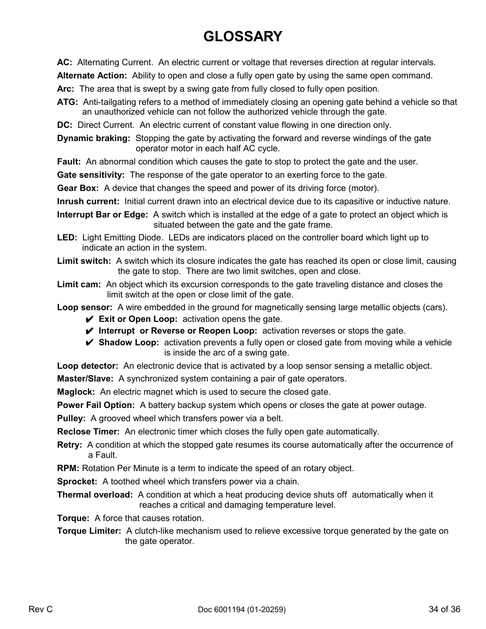 Glossary | Chamberlain SL 1000-XI User Manual | Page 37 / 39