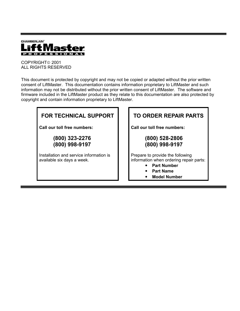 For technical support | Chamberlain SL 1000-XI User Manual | Page 39 / 39