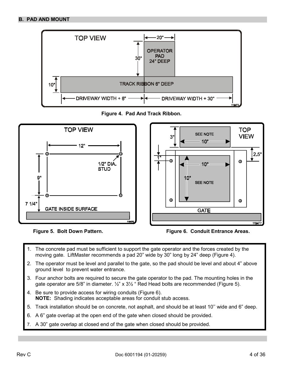 B. pad and mount | Chamberlain SL 1000-XI User Manual | Page 7 / 39