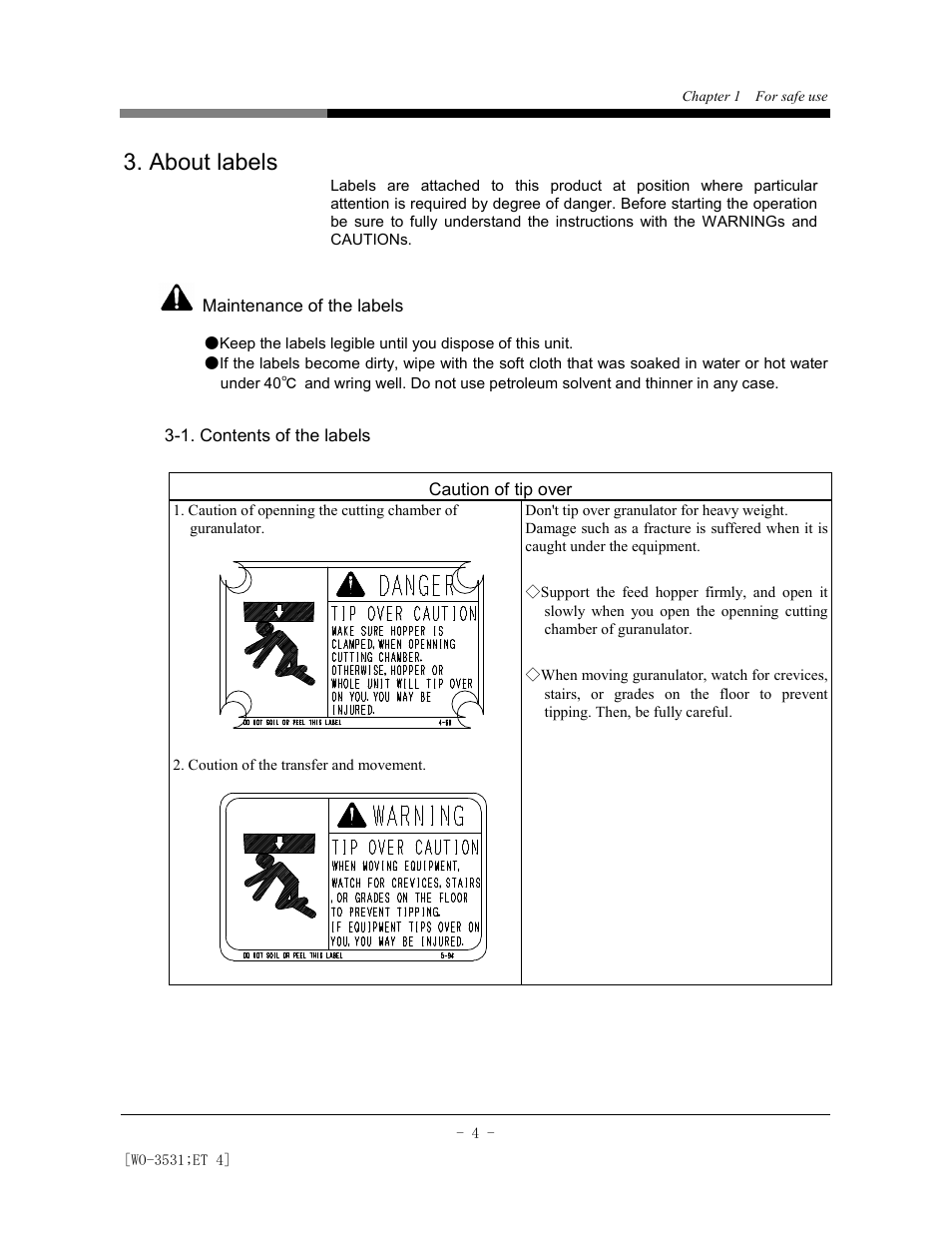 About labels | AEC Colortronic MS Series Screenless Granulator User Manual | Page 9 / 43