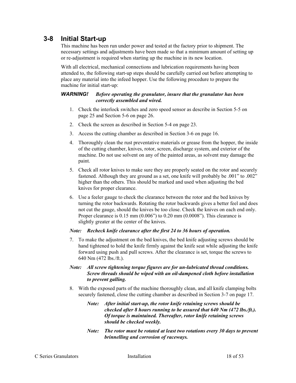8 initial start-up | AEC Colortronic MSH Series 2039 User Manual | Page 18 / 53