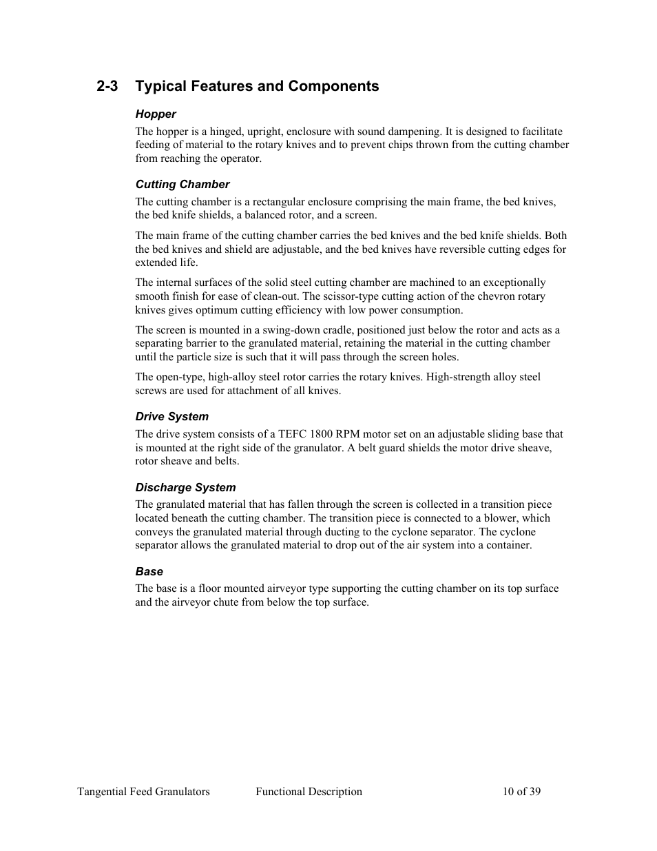 3 typical features and components | AEC Colortronic MTF 2000 Series Granulator User Manual | Page 10 / 39