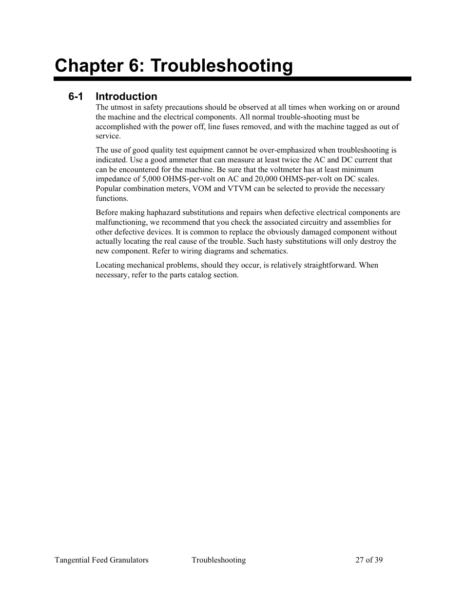 Chapter 6: troubleshooting | AEC Colortronic MTF 2000 Series Granulator User Manual | Page 27 / 39