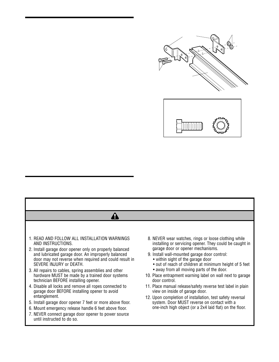 Attach the rail brackets, Important installation instructions, Assembly step 3 | Installation | Chamberlain 7902 K User Manual | Page 11 / 40