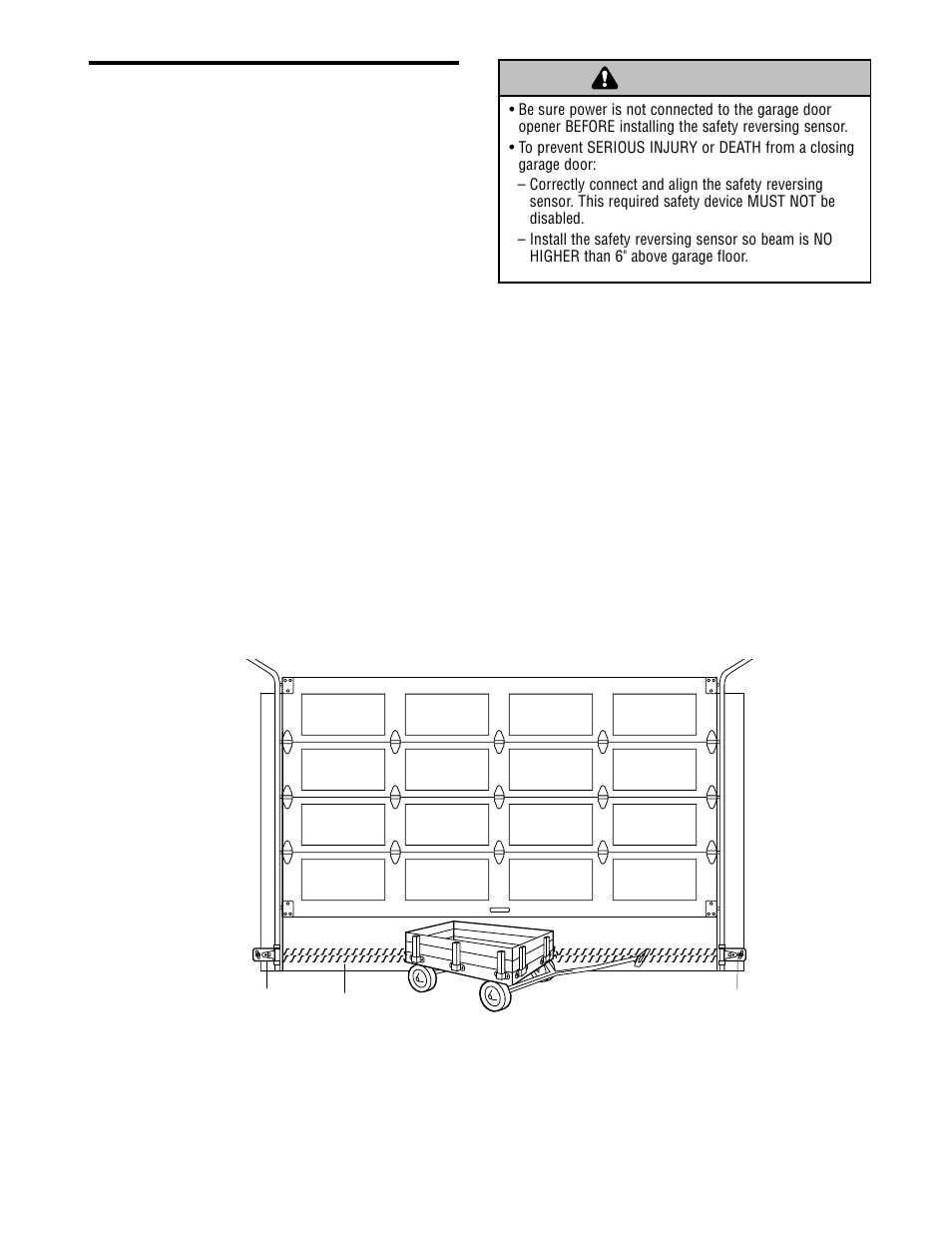 Install the protector system, Warning caution warning warning, Installation step 4 | Chamberlain 7902 K User Manual | Page 16 / 40