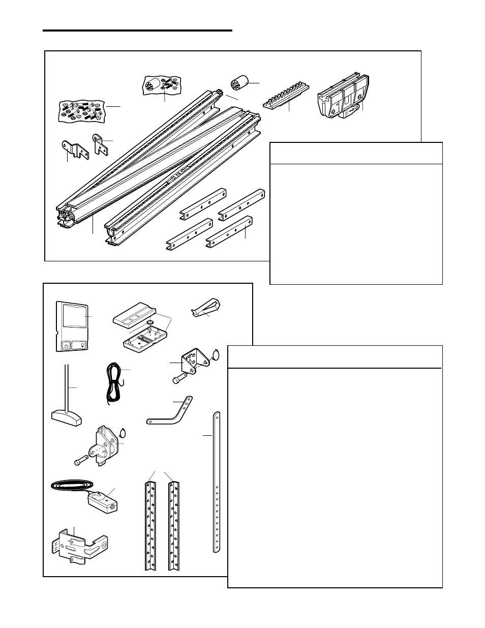 Repair parts, Rail assembly parts, Installation parts | Chamberlain 7902 K User Manual | Page 37 / 40