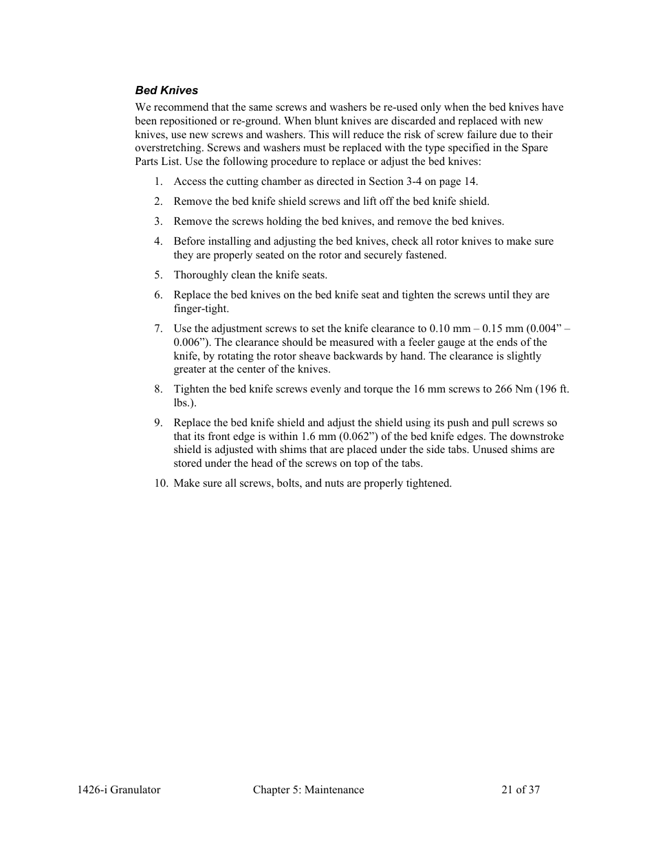 AEC 1426-i Twin-Shear Granulator User Manual | Page 22 / 38