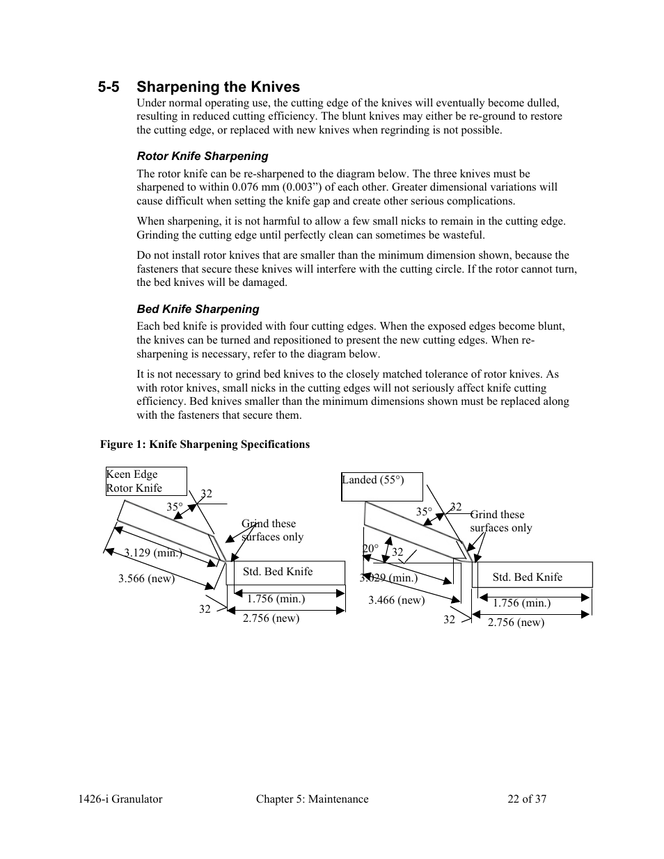 5 sharpening the knives | AEC 1426-i Twin-Shear Granulator User Manual | Page 23 / 38