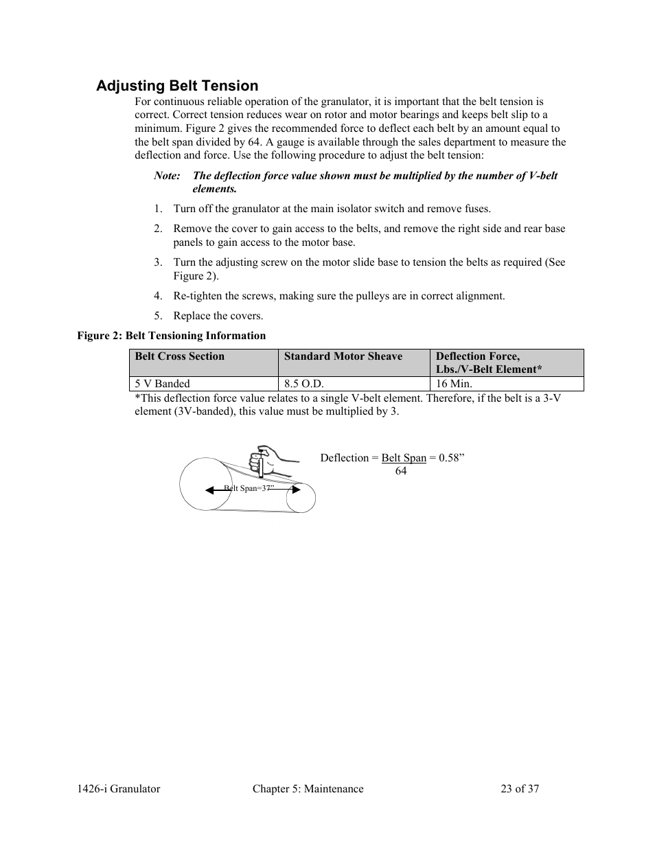 Adjusting belt tension | AEC 1426-i Twin-Shear Granulator User Manual | Page 24 / 38