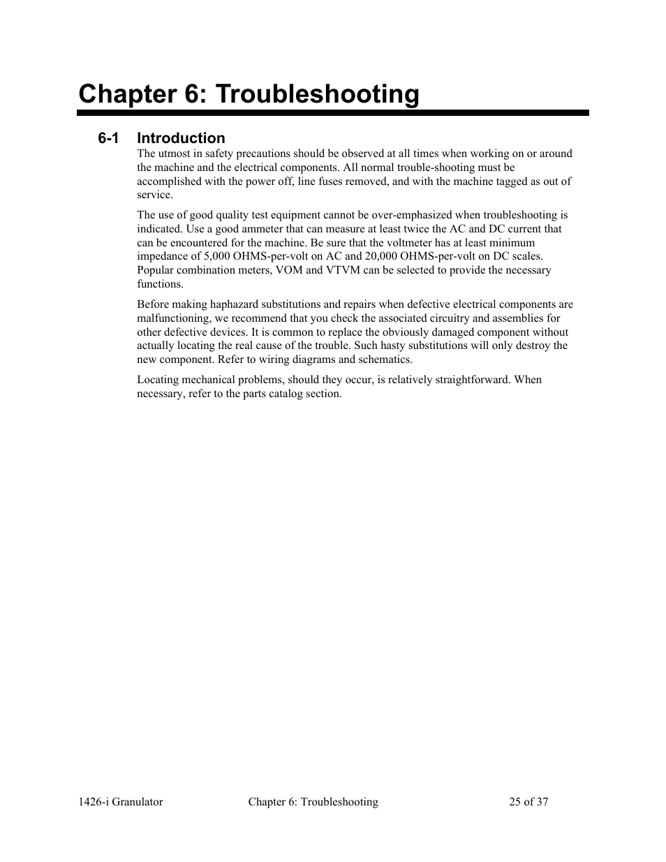 Chapter 6: troubleshooting | AEC 1426-i Twin-Shear Granulator User Manual | Page 26 / 38