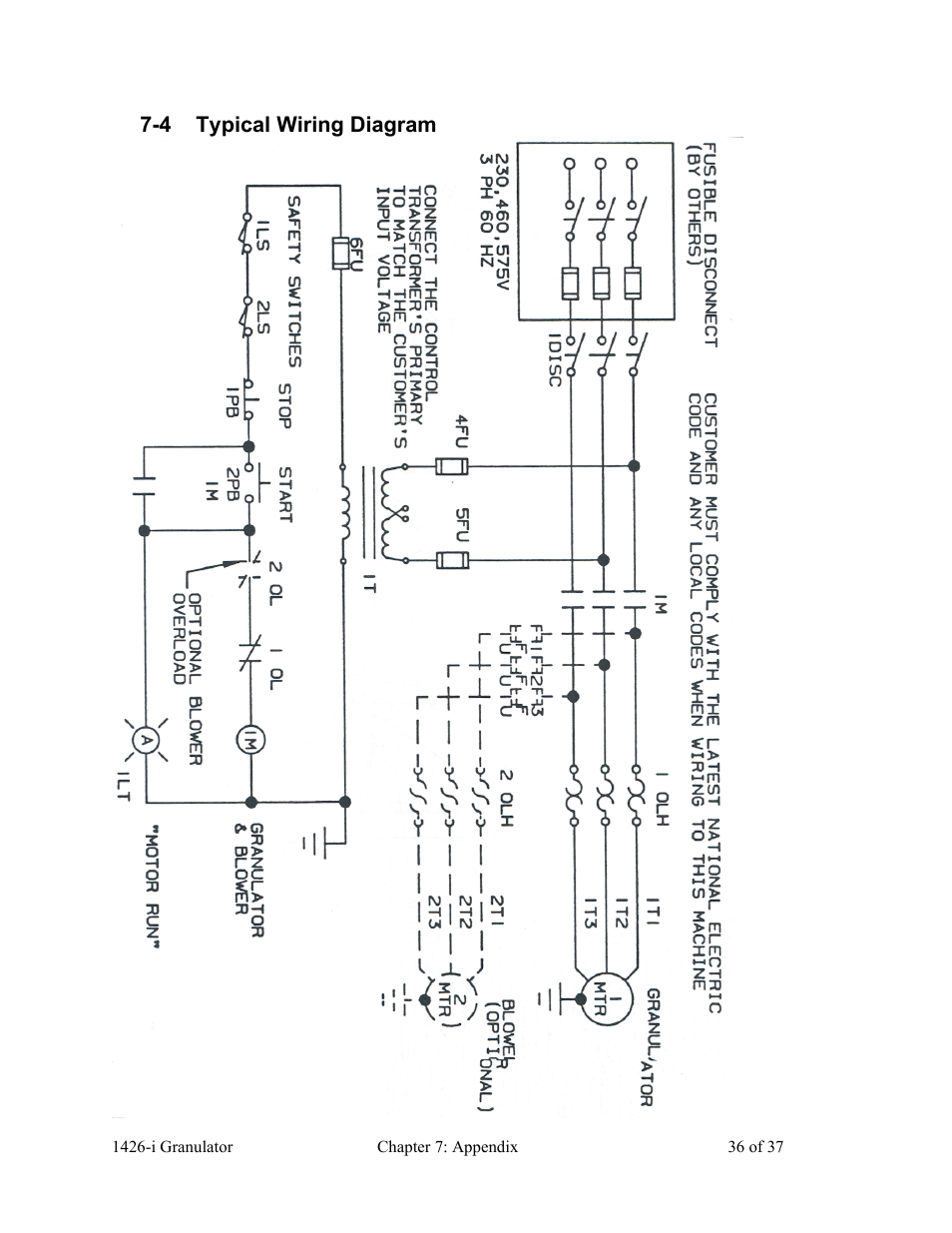 4 typical wiring diagram | AEC 1426-i Twin-Shear Granulator User Manual | Page 37 / 38