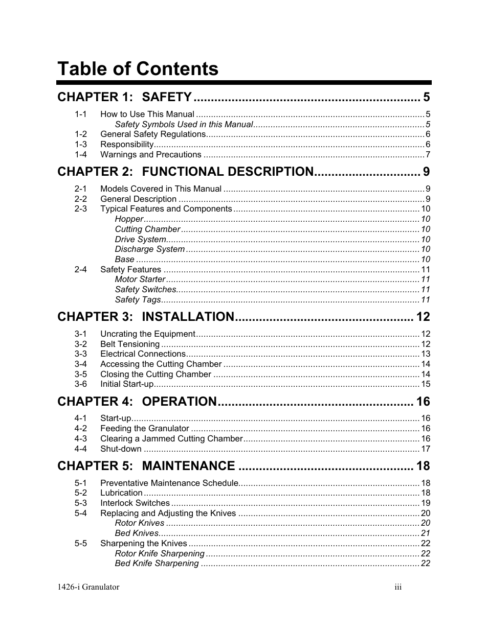 AEC 1426-i Twin-Shear Granulator User Manual | Page 4 / 38