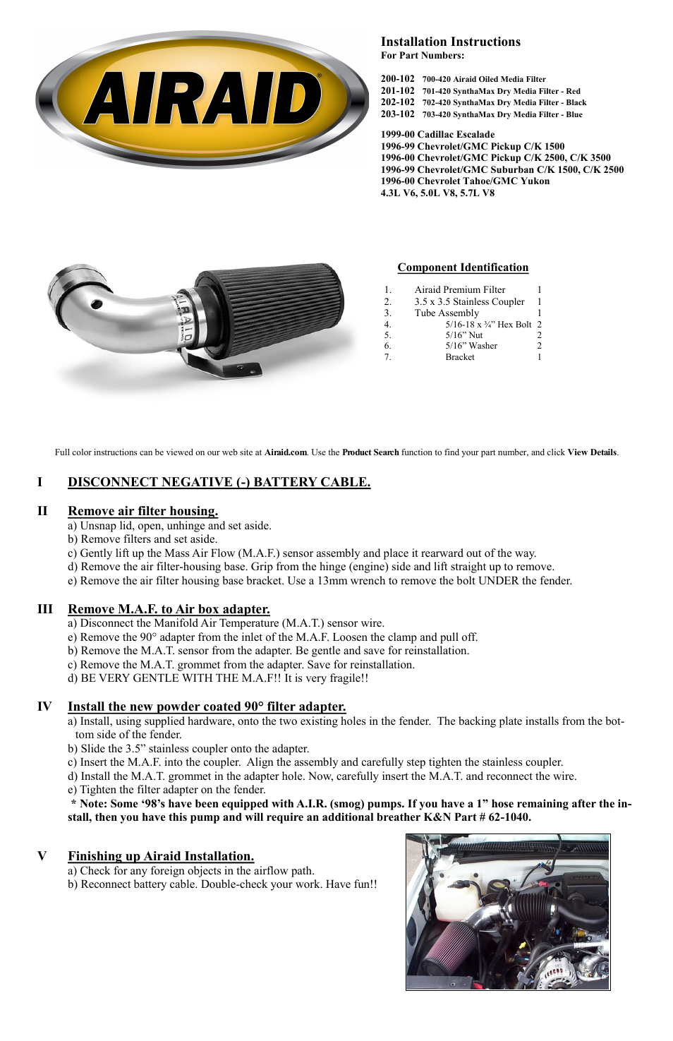 Airaid 200-102 User Manual | 2 pages