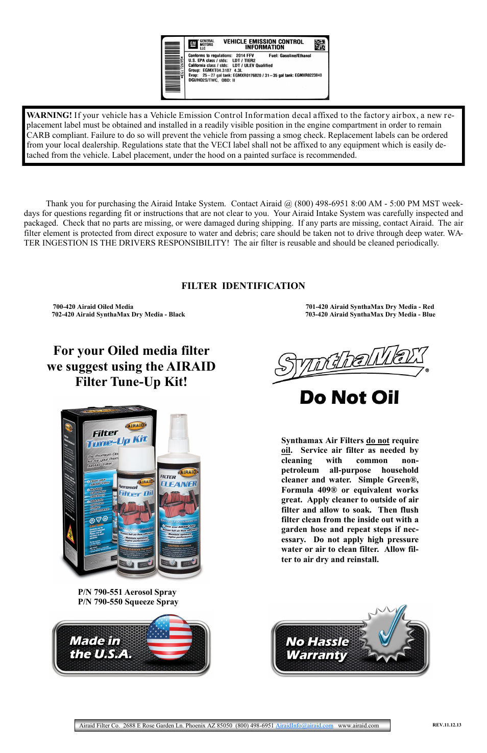 Airaid 200-103 User Manual | Page 2 / 2