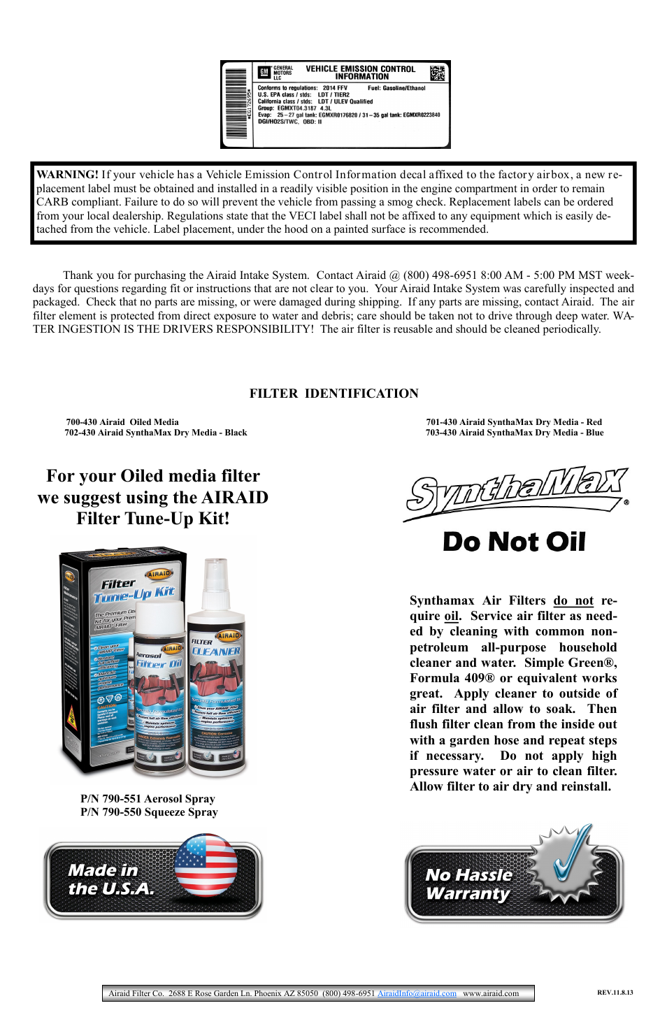 Airaid 200-108 User Manual | Page 2 / 2