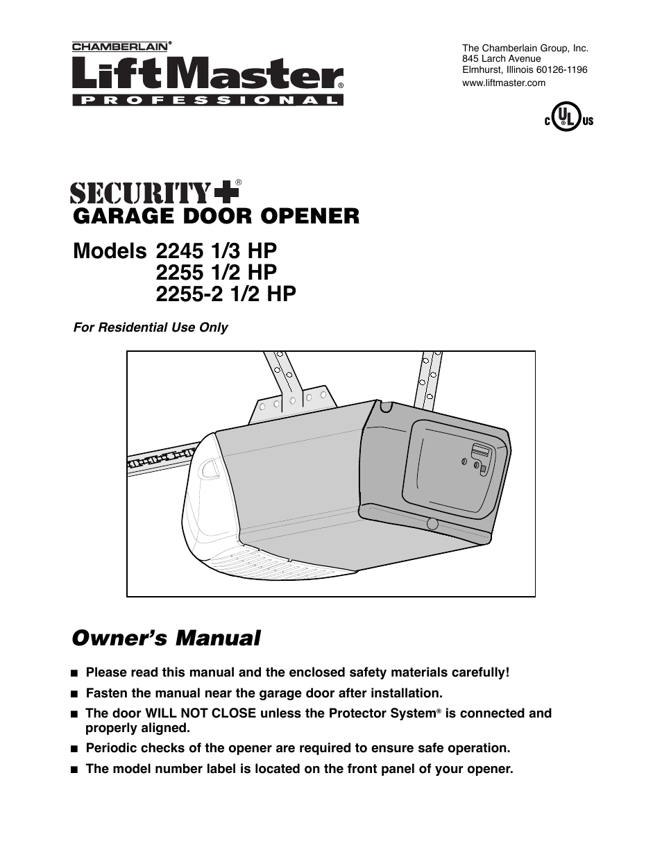 Chamberlain 2255-2 User Manual | 36 pages