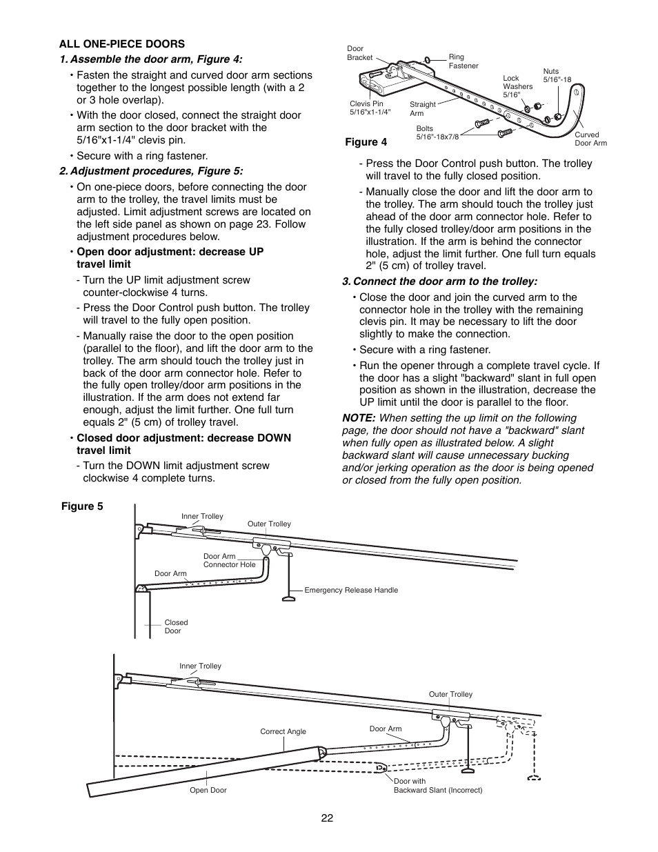 Installation step 12 connect door arm to trolley | Chamberlain 2255-2 User Manual | Page 22 / 36