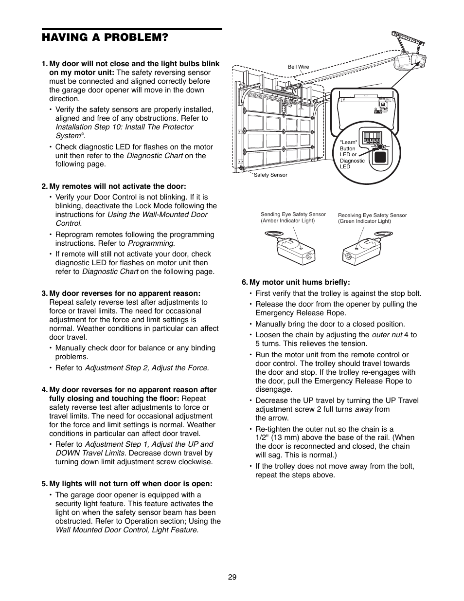 Care of your opener, Having a problem | Chamberlain 2255-2 User Manual | Page 29 / 36