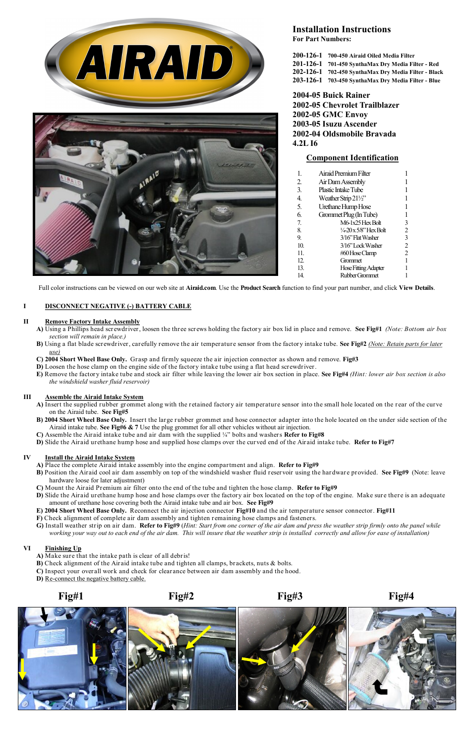 Airaid 200-126-1 User Manual | 2 pages