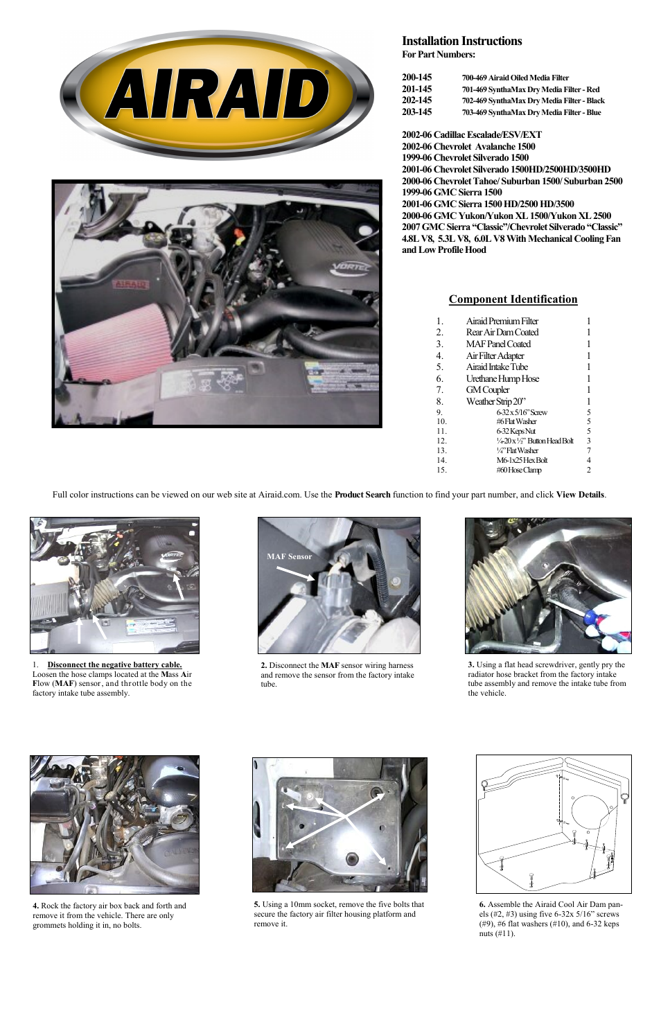 Airaid 200-145 User Manual | 2 pages