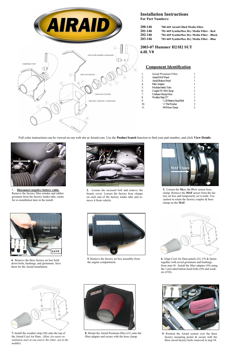 Airaid 200-146 User Manual | 2 pages
