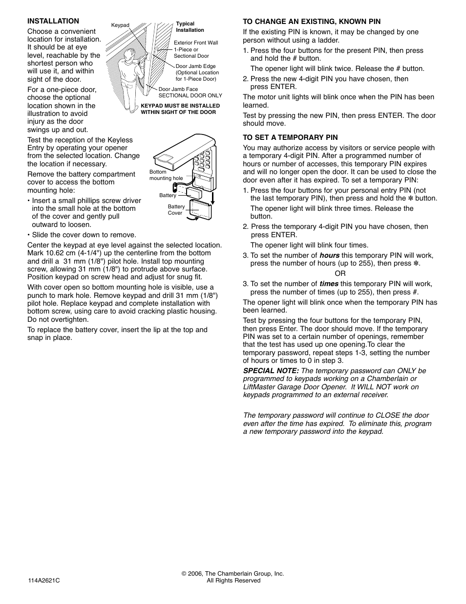 Installation | Chamberlain SECURITY 940-315CB User Manual | Page 2 / 4