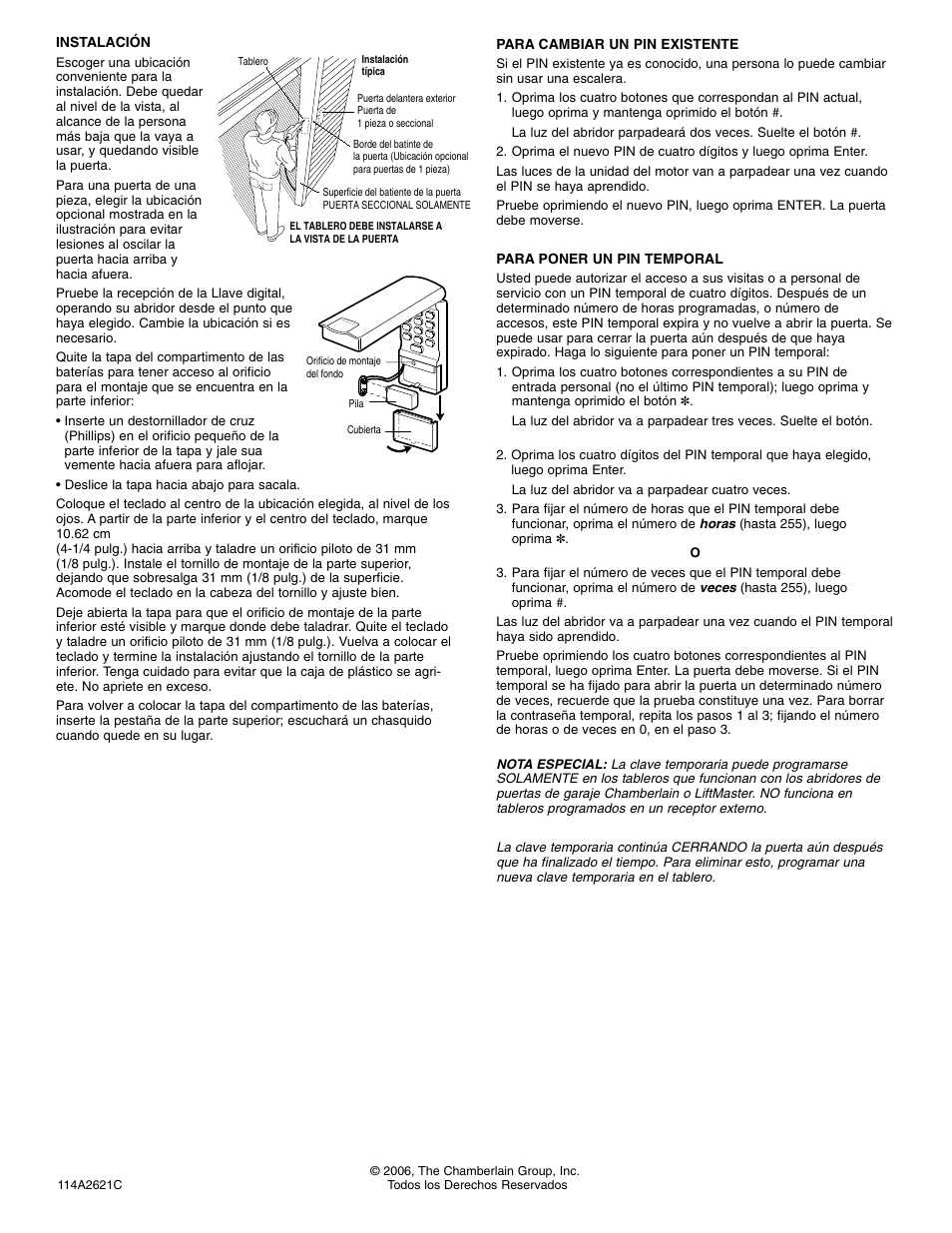 Instalación | Chamberlain SECURITY 940-315CB User Manual | Page 4 / 4